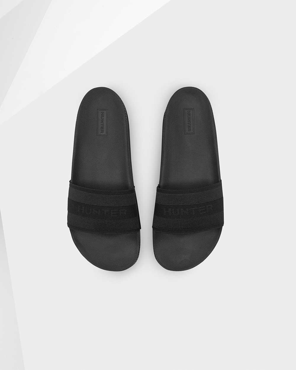 Womens Hunter Original Elastic Slides Black | AEQXDH-894